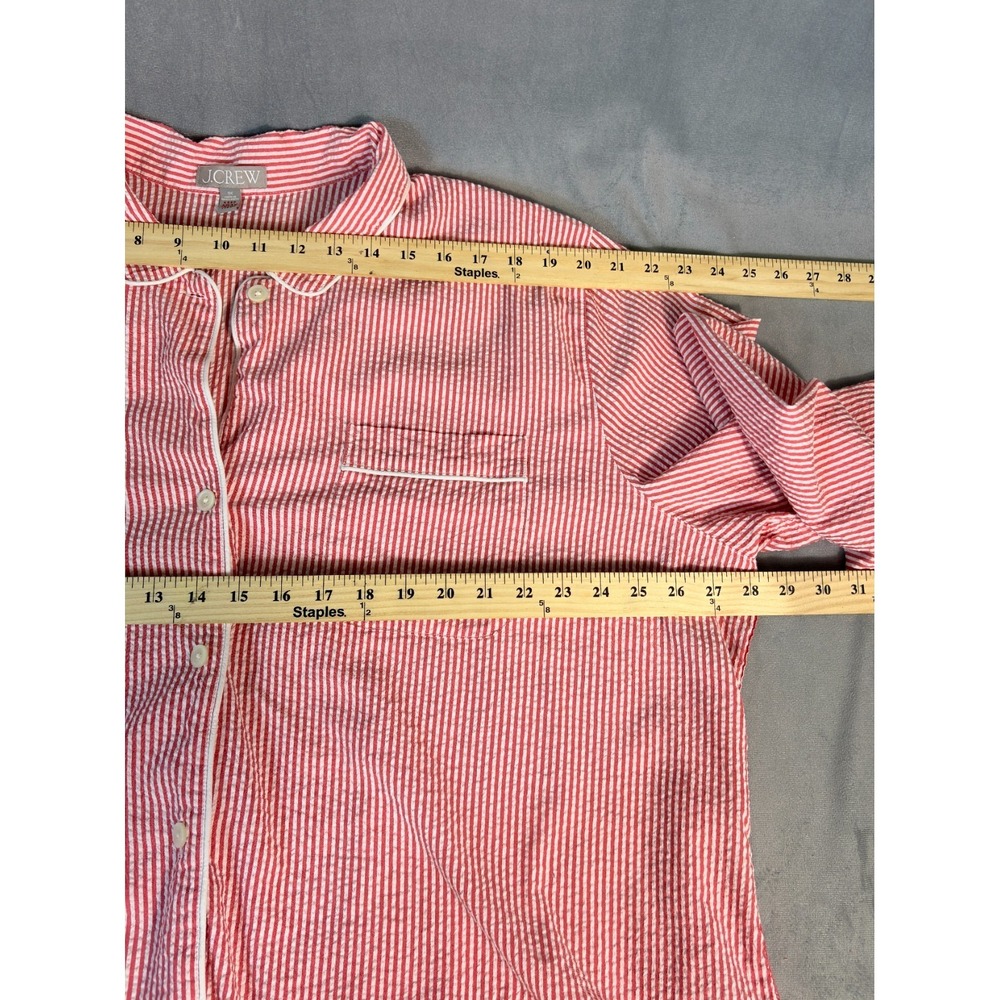 J Crew Seersucker Red White Pajama Lounge Set Long Sleeve Shorts Preppy   3X - Picture 10 of 16